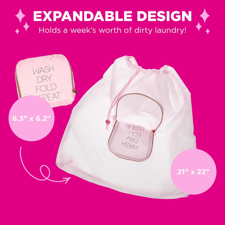 Miamica Soft Travel Laundry Bag with Zipper and Drawstr