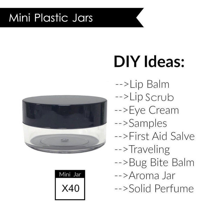 40 Pack, Black: 10Gram/10Ml Round Clear Empty Container Jars with Black Screw Lids Bulk for Lip Balms, Makeup Samples - Bpa Free (40 Pack, Black)