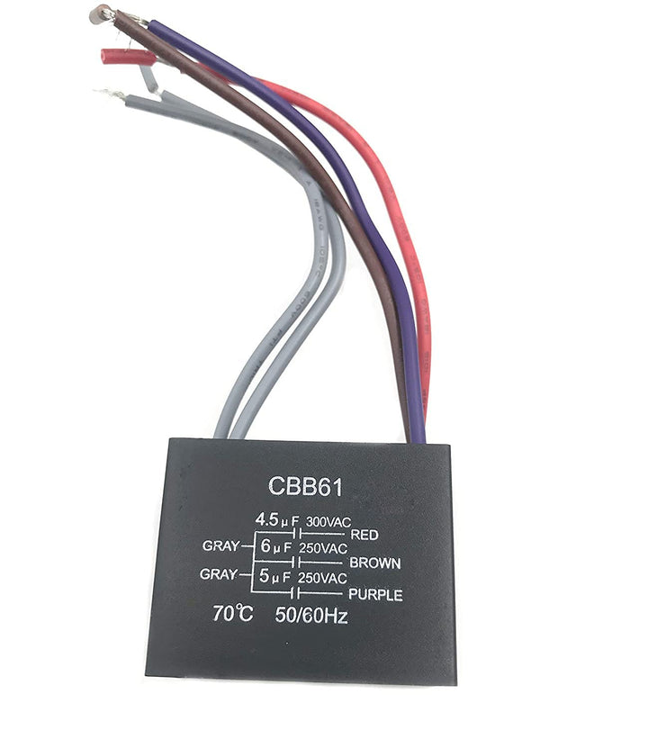 New Motor Ceiling Fan Capacitor CBB61 4.5uf + 6uf + 5uf 5-Wire 250V