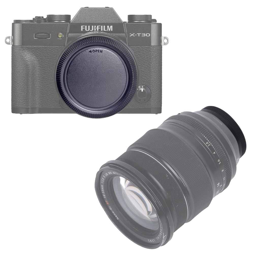 Fuji X Front Body Cap &amp; Rear Lens Cap Cover for Fujifilm X-T5 X-T4 X-T3 X-T1 X-T2 X-S10 X-T30 X-T20 X-T10 X-H2 X-H2S X-H1 X-T200 X-T100 X-PRO3 More Fujinon X Mount Camera &amp; Lens Accessory