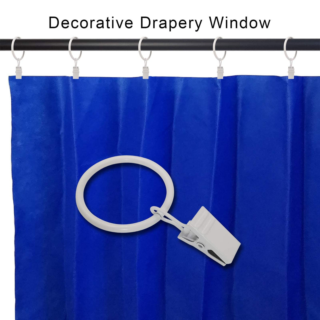 AMZSEVEN 40 Pack Curtain Rings with Clips, Drapery Clip
