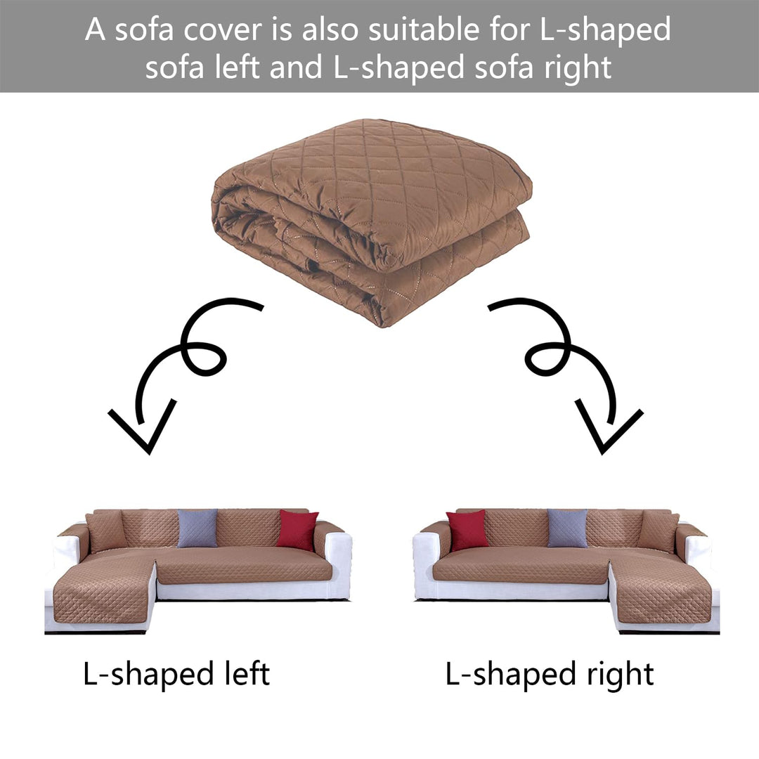 JIABOLANG Double Side L Shape Couch Cover Sectional Sofa Covers Set Chaise Couch Cover Slip Covers for Sofas Couches Sectional Furniture Protector Cover (Large,Coffee)