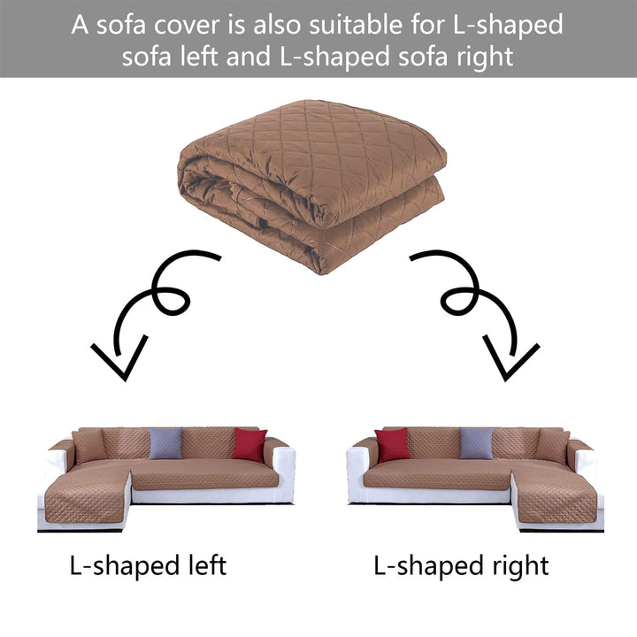 JIABOLANG Double Side L Shape Couch Cover Sectional Sofa Covers Set Chaise Couch Cover Slip Covers for Sofas Couches Sectional Furniture Protector Cover (Large,Coffee)