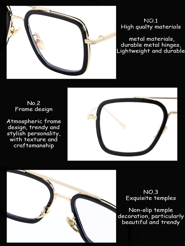 Onrtry Tony Stark Blue Light Blocking Glasses for Men W