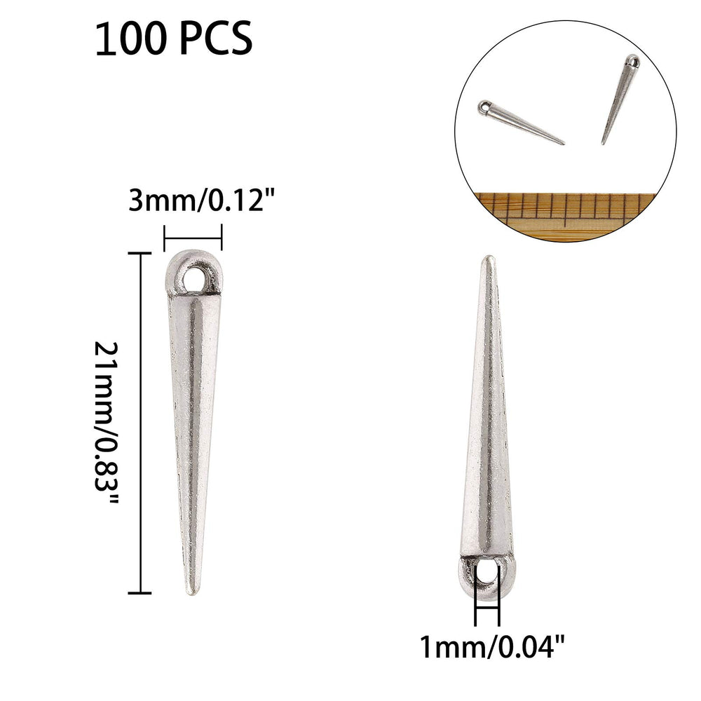 ARRICRAFT 100pcs Antique Silver Alloy Pendants Spike Be