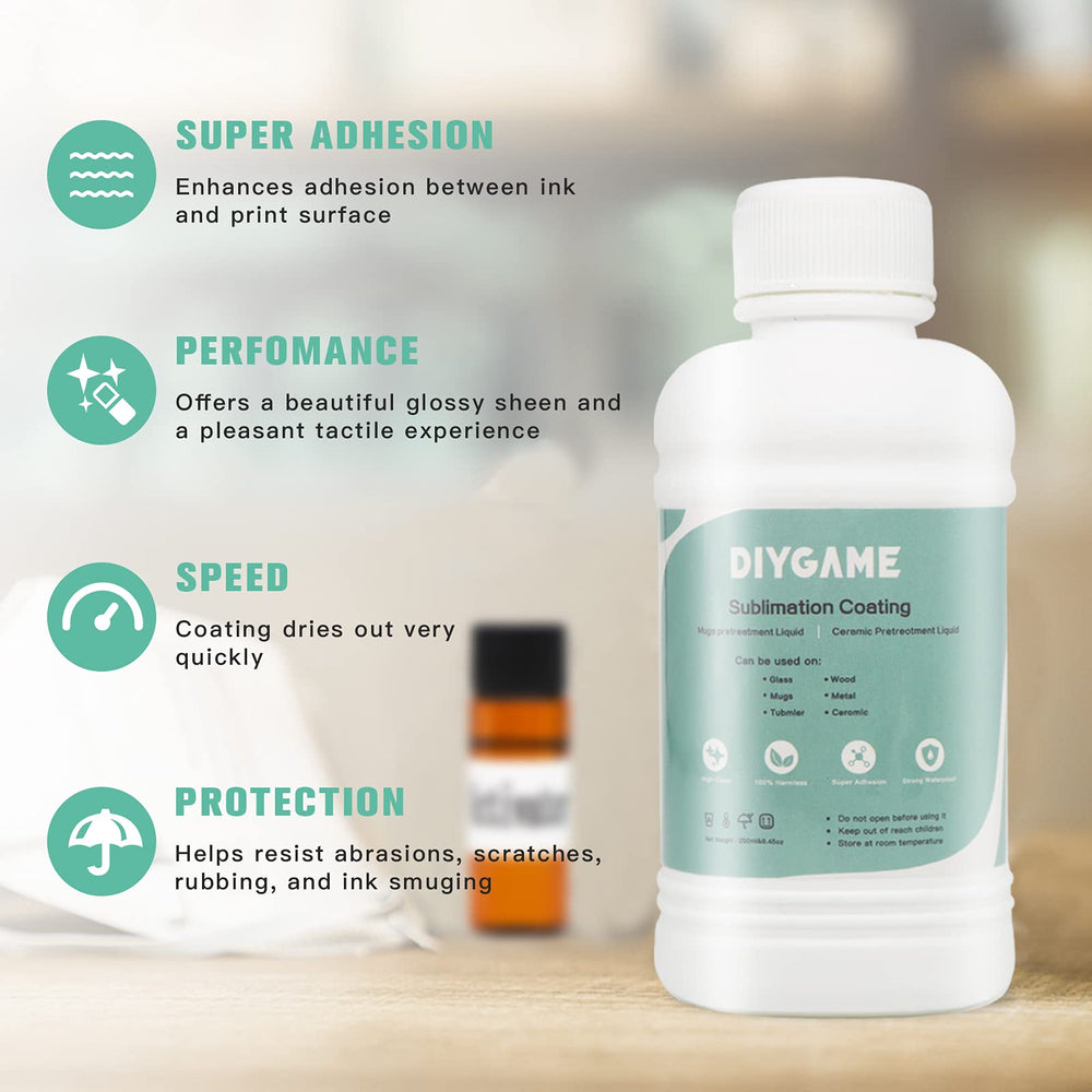 250ml Sublimation Coating for Ceramics, Mugs, Phones case, Metal, Wood, Glass, Leather, Tumbler, All Hard Surfaces Sublimation Spray with high Gloss Finish, Waterproof and Super Adhesion
