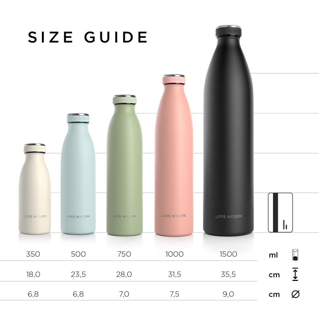Stainless Steel Insulated Water Bottle 12oz 17oz 25oz 34oz 51oz | Insulated Thermo Flask for Hot and Cold Beverages | Leakproof Drinking Bottle (Ash Gray, 1000ml)