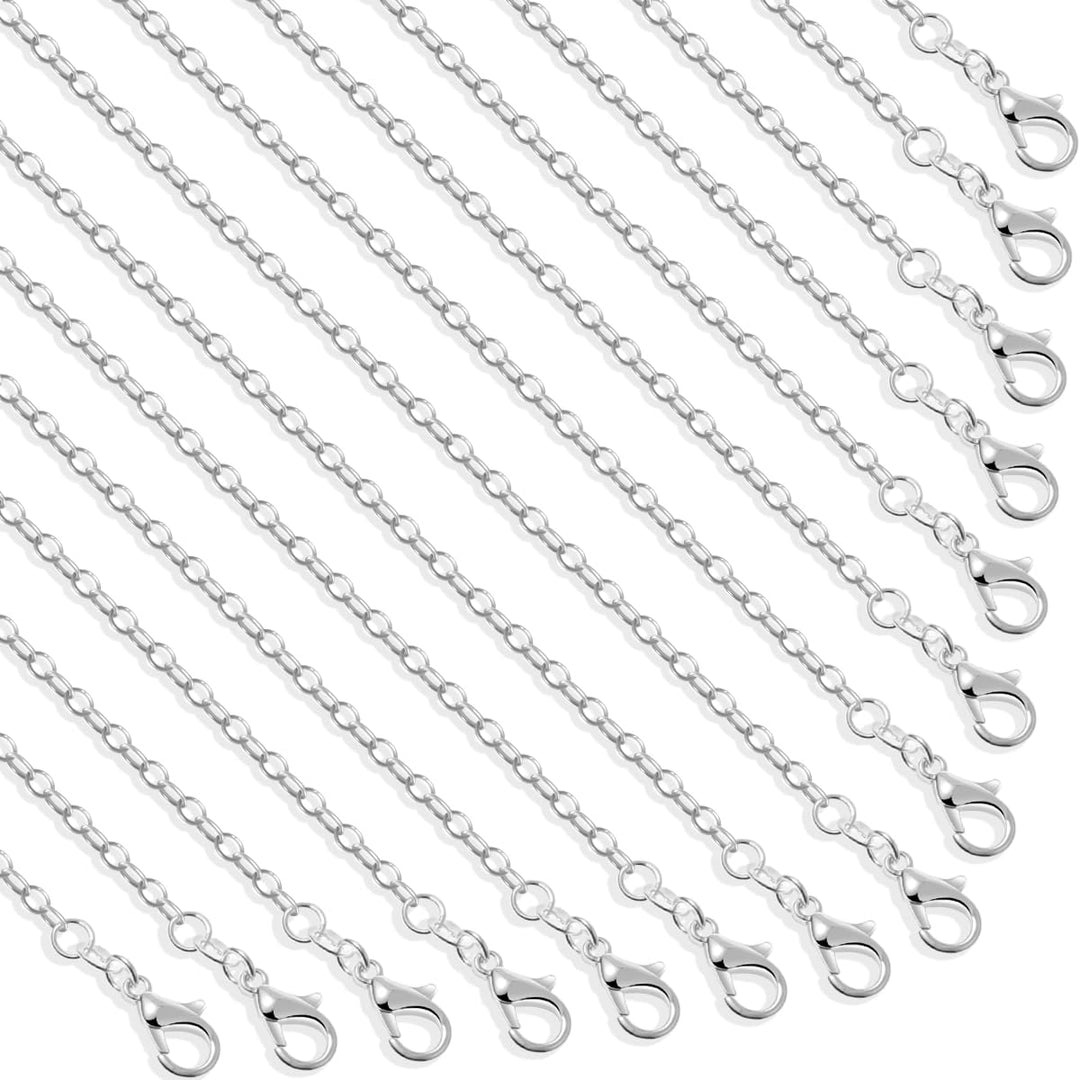 30 Pack Jewelry Making Chains Necklace Chain Bulk Silver Plated Necklace Chains for Necklace Jewelry Making, 1.2 mm (24 Inches)