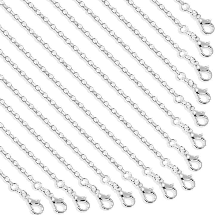 30 Pack Jewelry Making Chains Necklace Chain Bulk Silver Plated Necklace Chains for Necklace Jewelry Making, 1.2 mm (24 Inches)