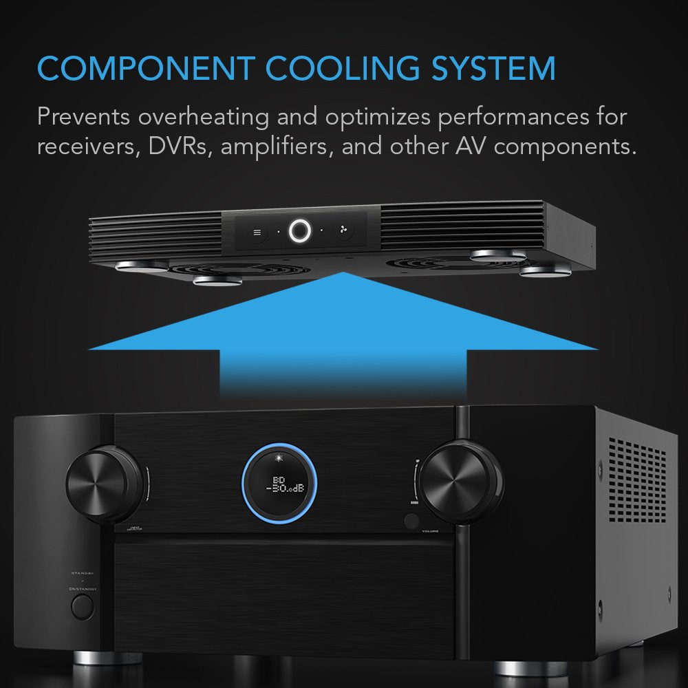 AIRCOM S7, Quiet Cooling Fan System 12 Top-Exhaust for Receivers, Amps, DVR, AV Cabinet Components