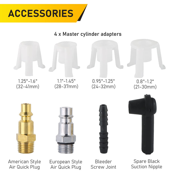 Pneumatic Vacuum Brake and Clutch Fluid Bleeder Tool Kit | Car Truck Motorcycle Brake Oil Change Set with Extractor and Refill Bottle Brake Bleeder Pump Brake Fluid Bleeder Kit