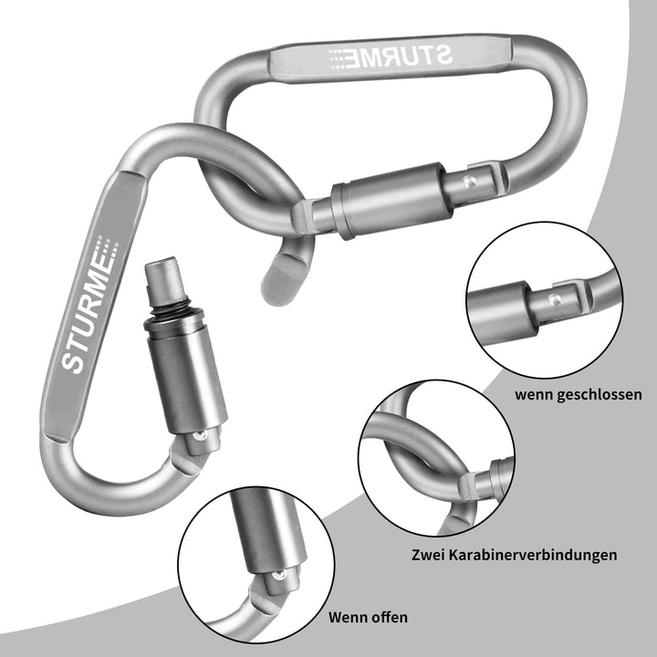 Carabiner Clip Aluminum D-Ring Locking Durable Strong and Light Large Carabiners Clip Set for Outdoor Camping Screw Gate Lock Hooks Spring Link Improved Design Pack (9 Pack)