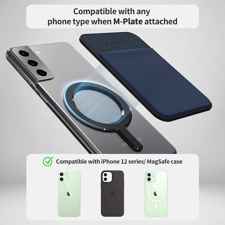 Magnetic Mobile Phone Card Holder for MagSafe, Credit Card Holder, Mobile Phone Wallet, Compatible with MagSafe Accessories, Magnetic Card Holder for iPhone 12, 13 &amp; 14 Series, M-Basic Black