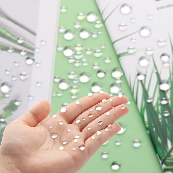 700 Pcs Clear Dewdrop Holographic Water Droplets Embellishments Scrapbooking Card Making Supplies Resin Dewdrop Beads Clear Waterdrop for DIY Crafts Paper Decor (AB Clear)