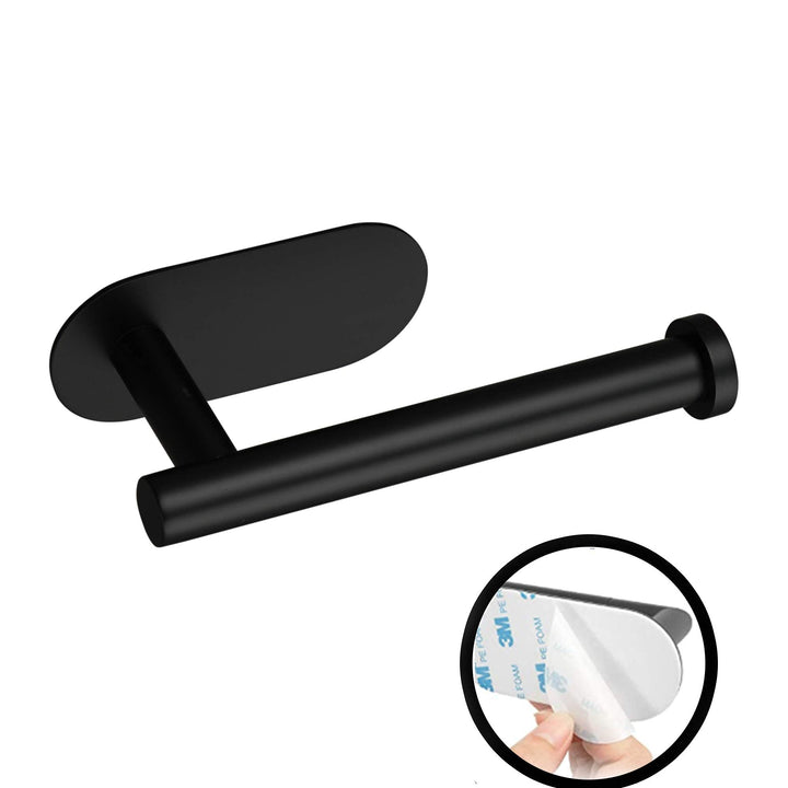 Adhesive Toilet Paper Holder Self Stainless Steel Adhesive Toilet Paper Roll Holder for Bathroom Stick on Wall (Matte Black)