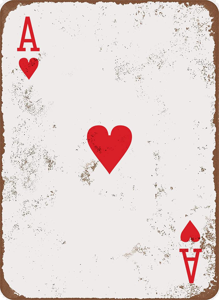 Metal Sign 12 x 16inches - Ace of Hearts Retro Poker Man Cave Vintage Look Tin Sign Wall Decoration Bar Cafe Home Decor Plaque