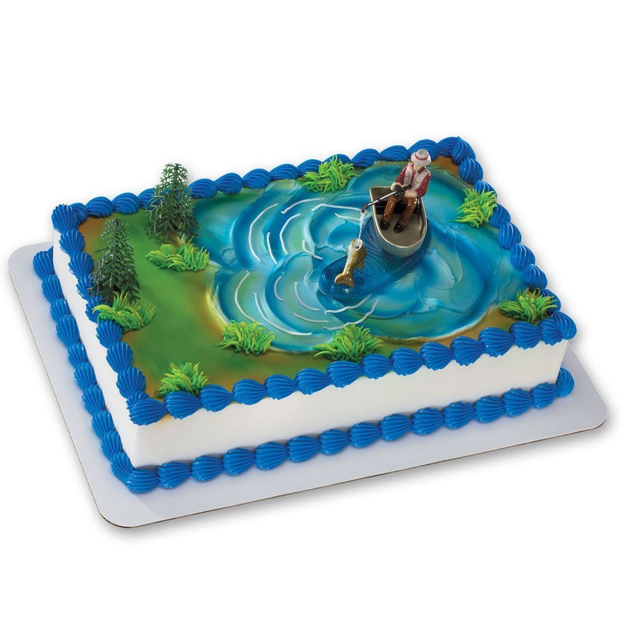 Fisherman with Action Fish DecoSet Cake Decoration, 3 Piece Set, (16334)