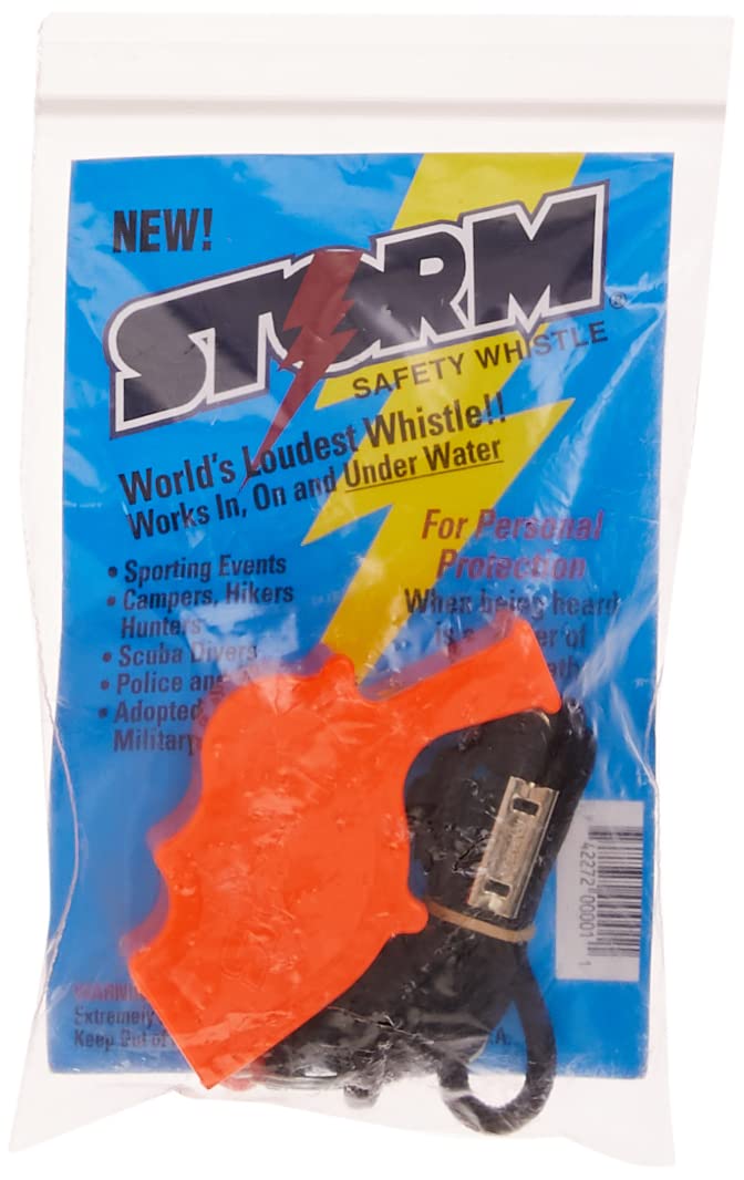 Storm Safety Whistle with 19-Inch Black Lanyard (Color May Vary), Orange