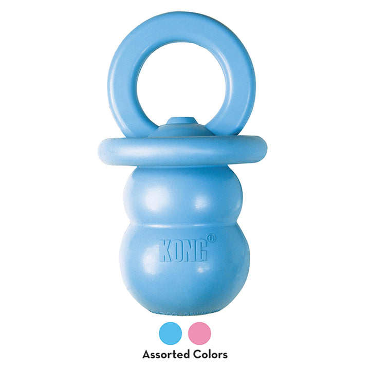 Puppy Binkie - Pacifier Dog Toy for Puppies - Stuffable Treat Chew Toy for Treats - Durable Natural Rubber for Teething Puppy - for Medium Puppies - Blue