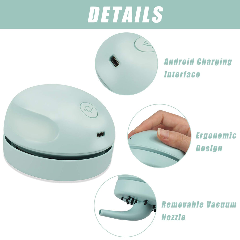 Desktop Vacuum Cleaner USB Charging with Vacuum Nozzle Cleaning Brush, Detachable Design & Portable Mini Table Dust Vaccum Cleaner Crumbs, Piano, Computer, Car Etc