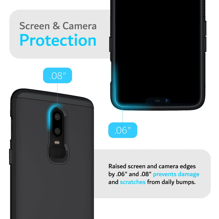 DualShield Designed for OnePlus 6 Case, [Merge] Shockproof Military Grade Heavy Duty Dual Layer Slim Protective Phone Case - Matte Black