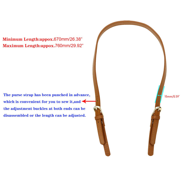 PU Leather Replacement 2 Pcs 67cm to 76cm Brown Replacement Purse Strap Leather Handles for Bags