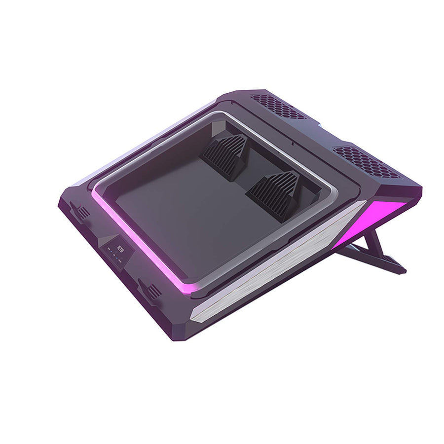 GT300 Double Blower Laptop Cooling Pad for 14-17 Inch Gaming Laptop, Cooler Pad with Dust Filter, Flexible Rubber Ring, Colorful Lights,Adjustable Mount Stand,Third Gear Speed