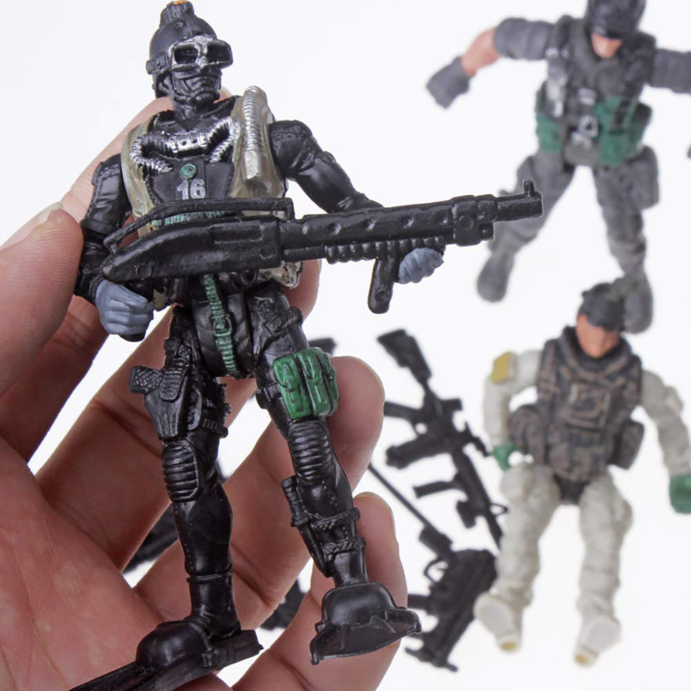Military Action Figure Play Set for Kids - Army Men Soldiers Toys for Boys and Girls Ages 3-9 (SWAT Team Edition)