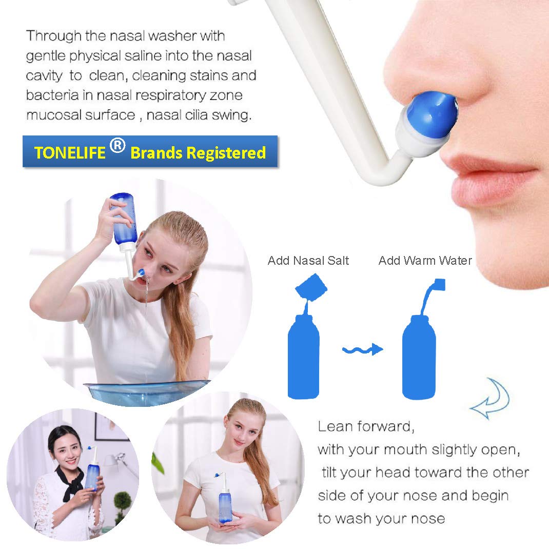Tonelife (2 Nozzle) Nasal Wash Bottle Nose Cleaner &