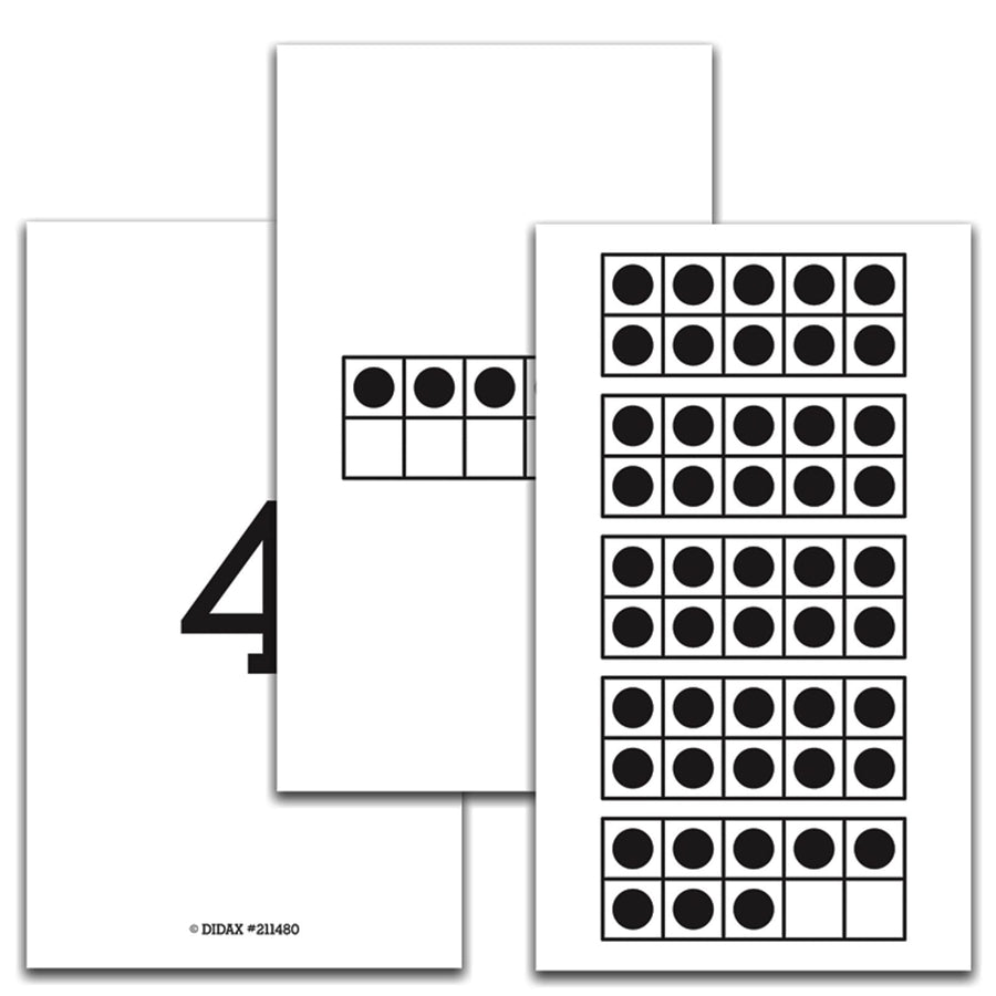Educational Resources 1-50 Ten-Frame 1–50 Cards, White, Black, 0.81 H x 6.0 L x 4.5 W, (211480)
