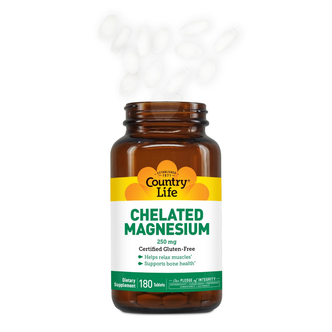 Country Life Chelated Magnesium 250mg - Supports Heart,
