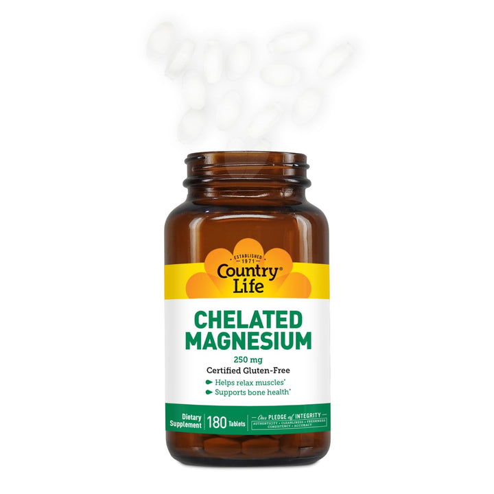 Country Life Chelated Magnesium 250mg - Supports Heart,