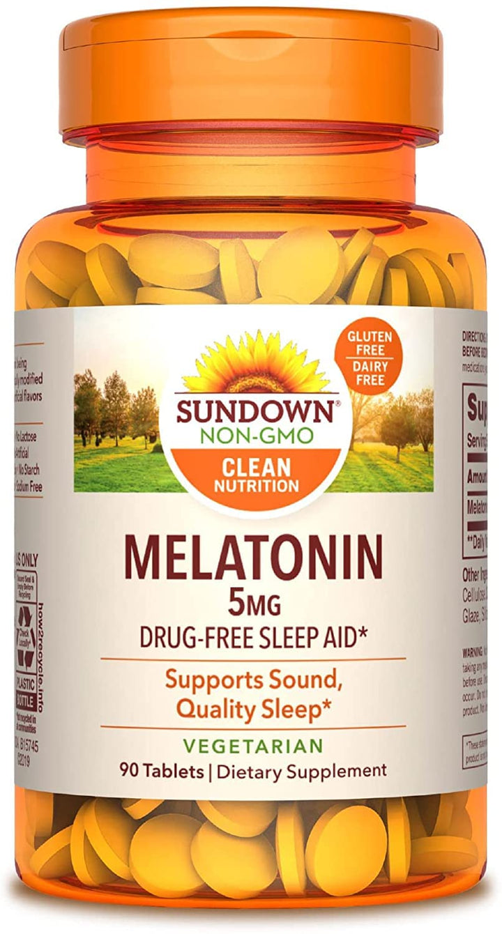 Sundown Melatonin 5 mg Tablets 90 ea (Pack of 4)