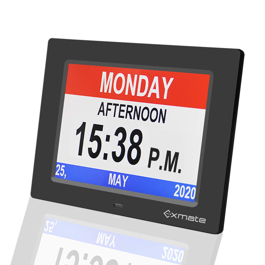 Digital Calendar Alarm Day Clock, 8 Day Clock Calendar Large Screen Display, with 13 Alarm Options Snooze Function for Elderly, Visual Impairment, Dementia, Memory Loss