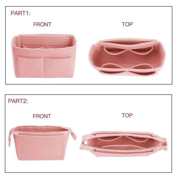 Purse Organizer,Bag Organizer,Insert purse organizer with 2 packs in one set fit NeoNoe Noé Series perfectly (Brush Pink)