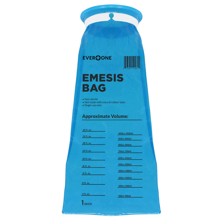 Emesis Disposable Blue Vomit Bags, Leakproof, For Travel, Uber, Taxi, Motion Sickness, Pregnancy, Kids, 24 Count