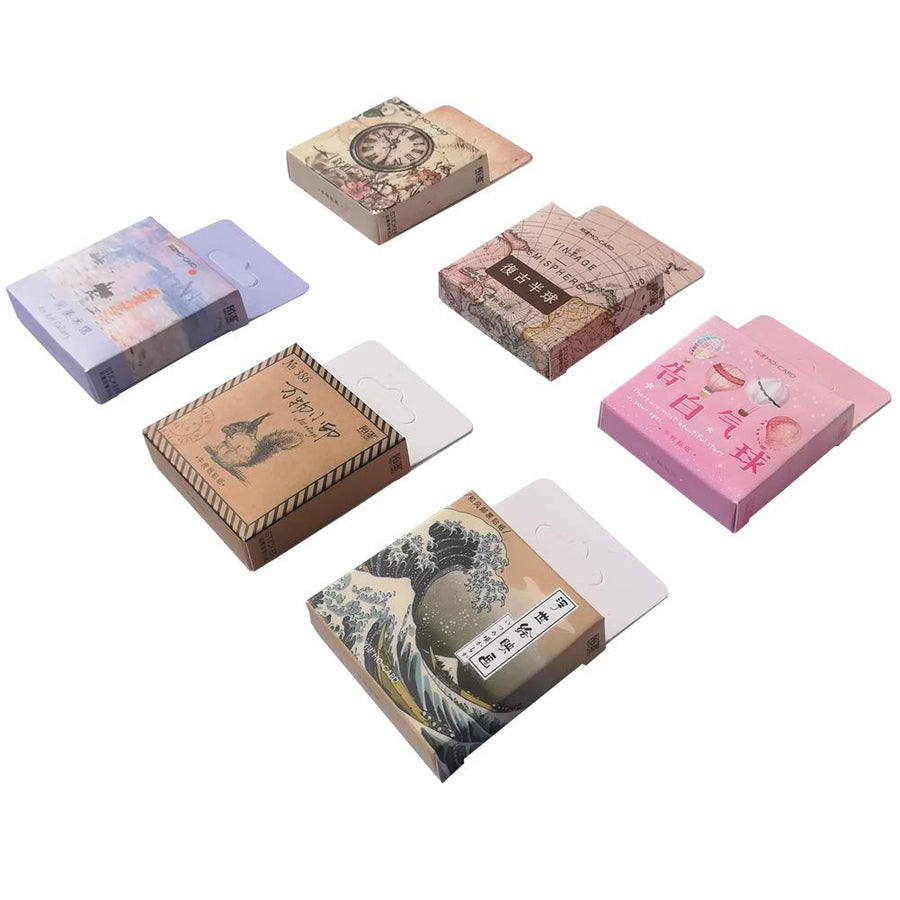 Kawaii Vintage Paper Journaling Sticker Set Animal Plant Owl Rabbit Bird Pocket Watch Famous Painting Hot Air Balloon Hemisphere for Gift Packing Scrapbooking Album Planner Journal Arts DIY Craft