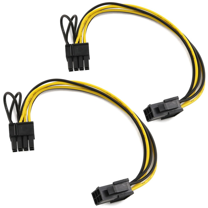 2pcs 6 Pin Female to 8 Pin Male GPU Graphics Cards Extension Adapter PCI-e 6-pin Female to 8-pin Male Converter for PCI Express 6+2 Pin Powered GPU Video Card 22cm
