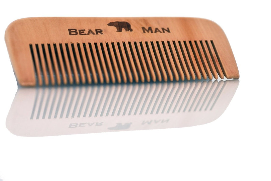 Beard and Mustache Comb - Natural Peach Wood for Men&#39;s Hair Anti-Static Traditional Barber Style