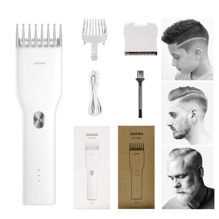 Hair Clippers Professional Cordless Hair Beard Trimmer All-in-one Hair Cutting Kit Electric Barber Clippers Rechargeable Haircut Machine Men Women Baby (White)