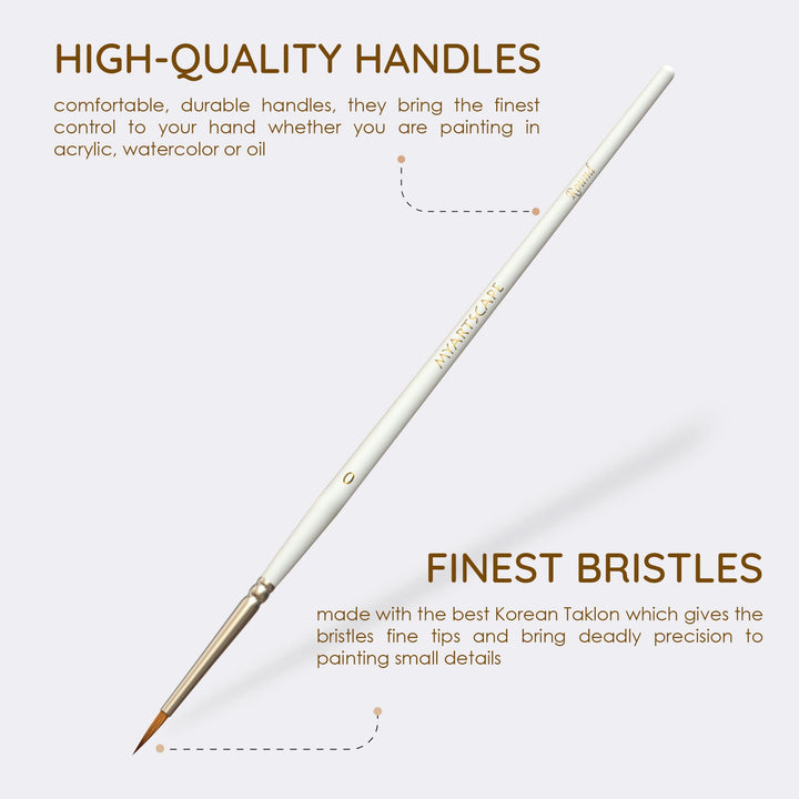 Artist Supplies Miniature Paint Brushes, Set of 12 for Detail &amp; Fine Point Painting - use with Acrylic, Watercolor, Oil, Gouache - for Pinstriping, Warhammer 40k, Models &amp; Lettering White
