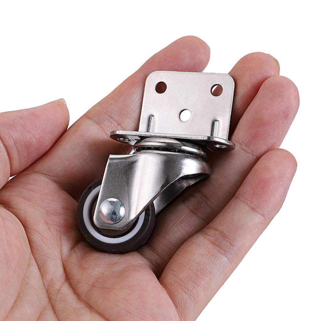 4 Pcs 1 Inch Side Mounting Casters, TPE Swivel Plated Caster Wheels, L- Shaped Mute Wheel, Replacement for Baby Bed, Carts Trolley, Kitchen Cabinet, Furniture, Table, Loading Capacity 100 Lbs