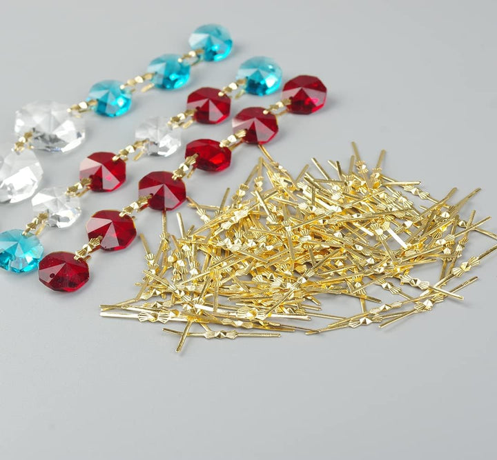 300pcs Bow Tie Crystal Connectors, Chandelier Connectors Clips Pins, Lamp Part Chlips, Hook for Crystals Replacement, Fastening Parts