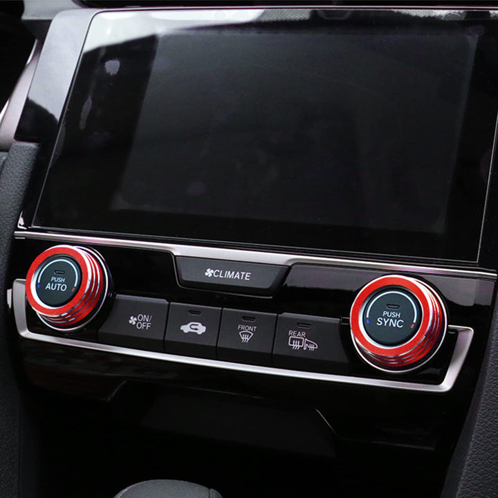 for Honda Civic Accessories Door Speaker Engine Start Button SYNC AUTO Knob Cover Center Control Sticker Compatible with Honda Civic 10th Gen 2016-2021 (Red, 5PCS)