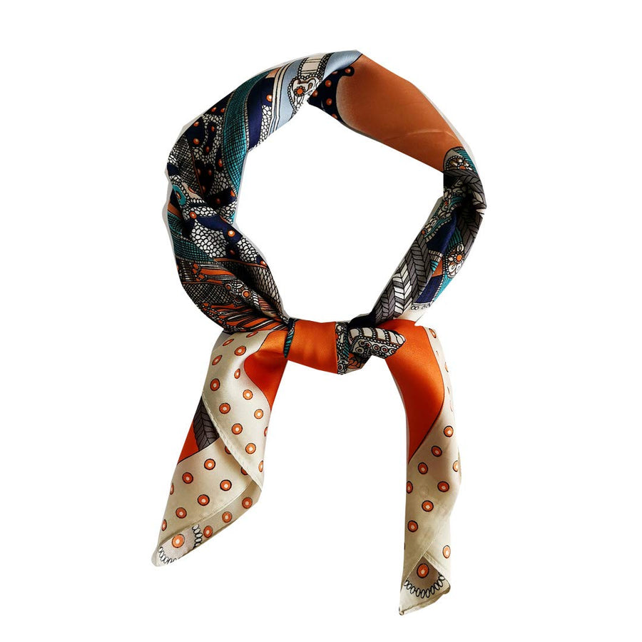 Silk Feeling Scarf Medium Square Satin Head Wrap for Women 27.5 inches