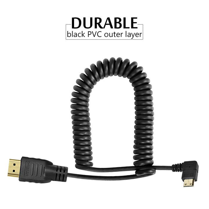 UCEC Mini HDMI to HDMI Cable Right-Angled Coiled HDMI t