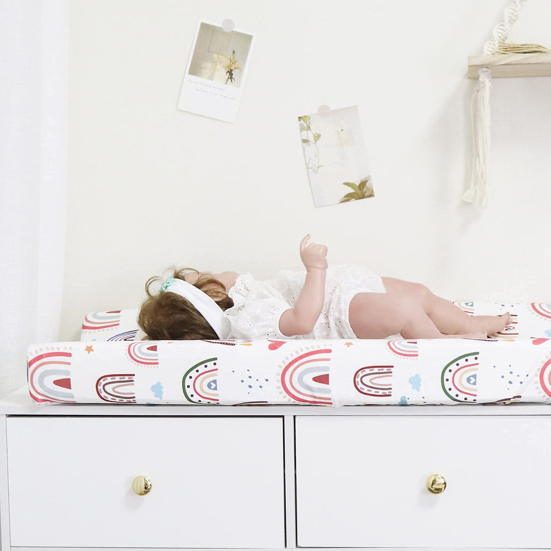 Baby Diaper Changing Pad Cover Cradle Mattress Sheets, Infant Stretchy Fabric Changing Table Cover Changing Mat Cover Baby Nursery Diaper Changing Pad Sheets (Rainbow World)