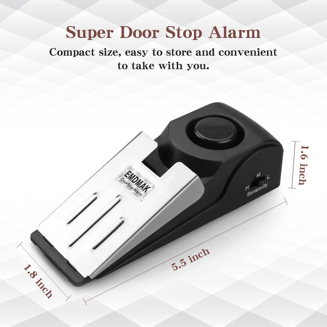 Door Stop Alarm with 120DB Siren Door Stop for Home &amp; Travel (Black) (Pack of 2)