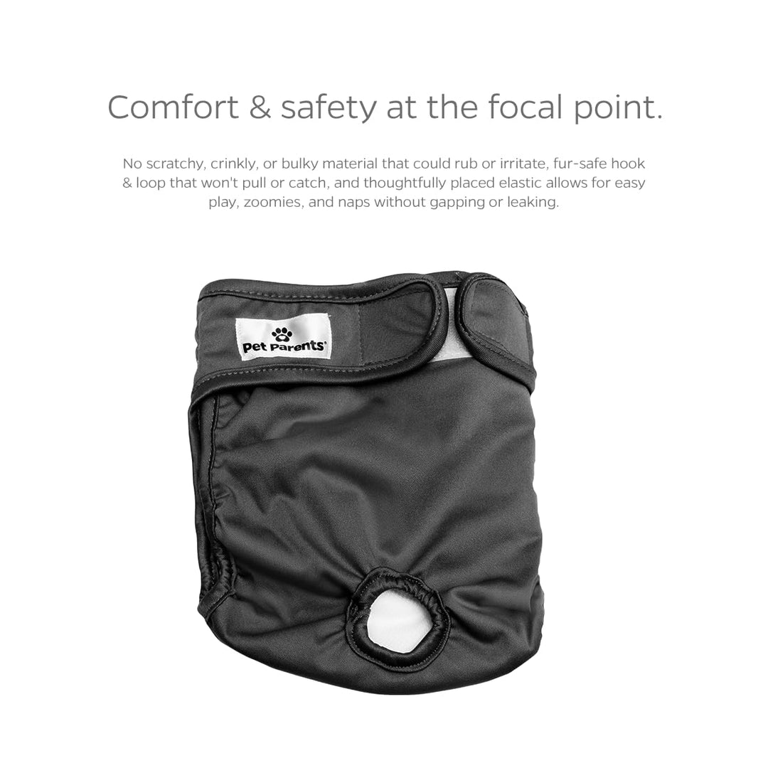 ® Washable Dog Diapers (3pack) + Extendrs® of Durable Doggie Diapers, Premium Dog Diapers Female &amp; Male (Medium, Black)