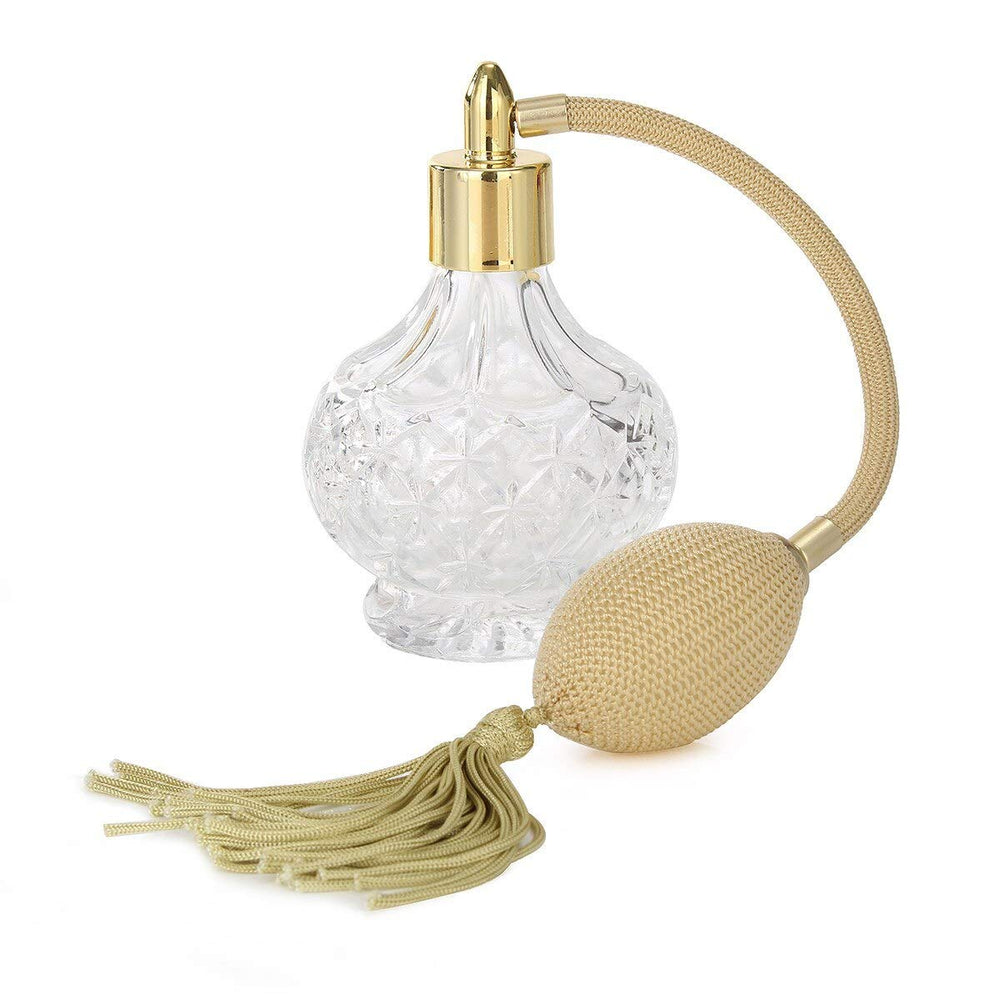 Pro 3 ounce Perfume Atomizer Vintage Style Perfume Bottle Gold Long Spray Tassels Atomizer Pump Refillable Glass Bottles Makeup Tool perfume bottles + 2Pcs Canned Funnel